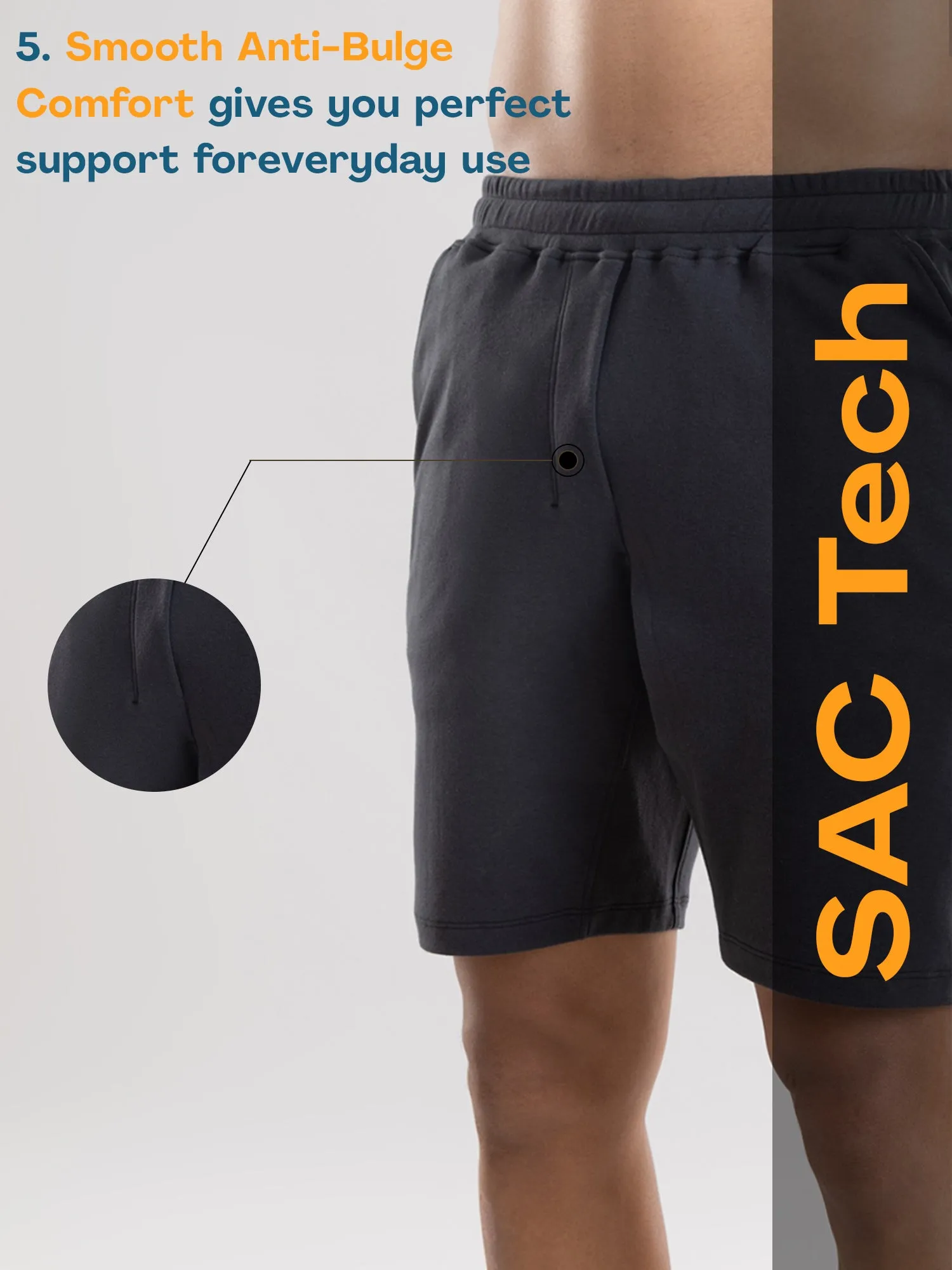 Anti Stain & Anti Odor Shorts with SAC Tech & Smart Pocket - Obsidian