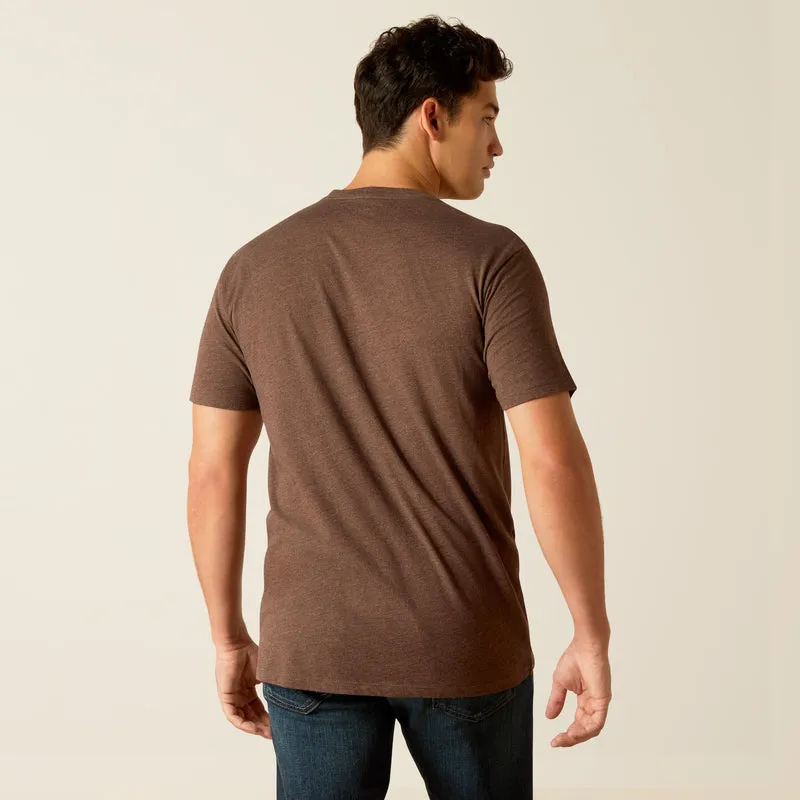 Ariat Men's Ariat Logo SW Landscape T-Shirt, Brown Heather