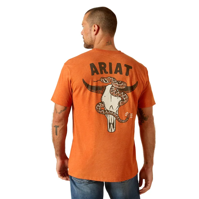 Ariat Men's Ariat Rattler Skull T-Shirt, Adobe Heather