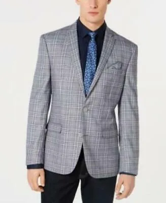 Bar III Mens Active Stretch Slim-Fit Plaid Sport Coat