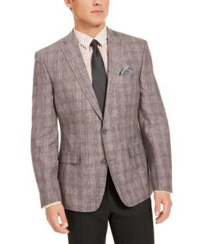 Bar III Mens Active Stretch Slim-Fit Plaid Sport Coat