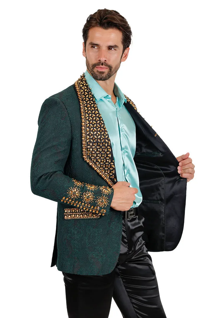 Barabas Elite Green Gold POSITIVE ARTISTIC Crystal Blazer