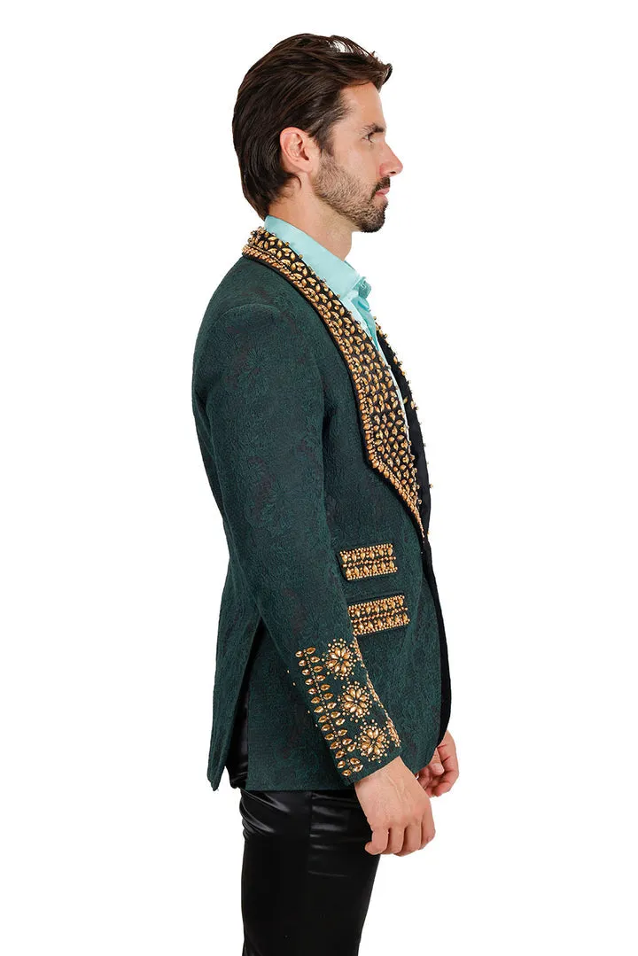 Barabas Elite Green Gold POSITIVE ARTISTIC Crystal Blazer