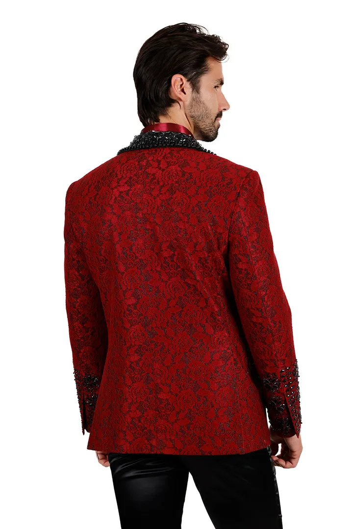 Barabas Elite Red Black STIFF WAY Crystal Blazer