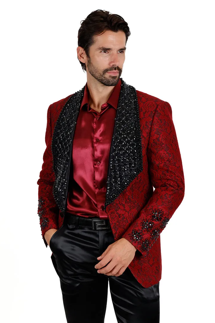 Barabas Elite Red Black STIFF WAY Crystal Blazer