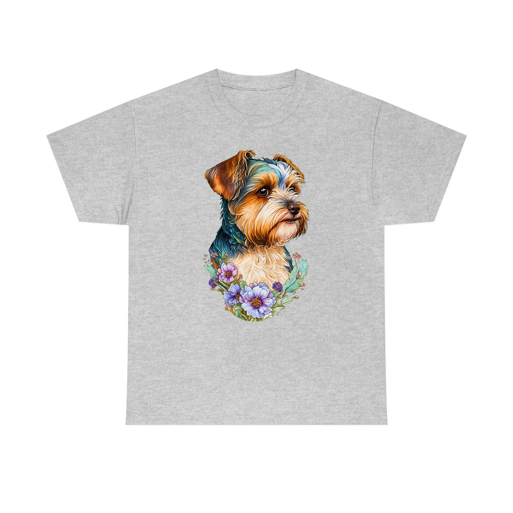 Biewer Terrier Floral Heavy Cotton T-Shirt