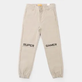 Boys Cotton Pant Super Gamer - Sand