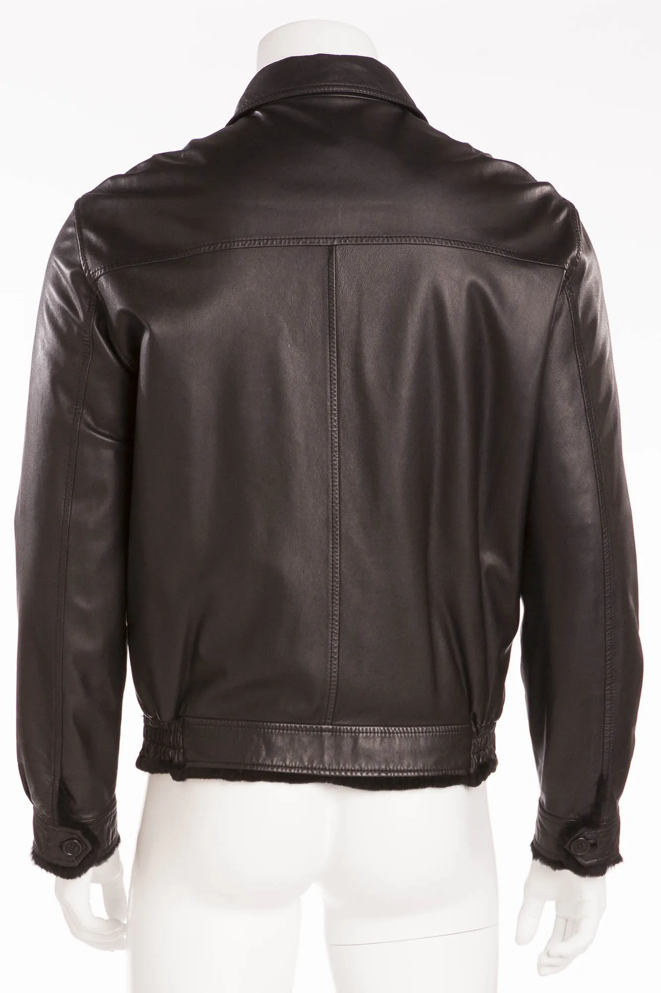 Brioni - Black Leather Zip Up Jacket  -