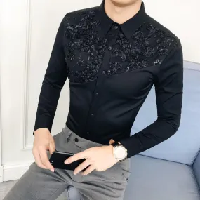 British Style Long Sleeve Shirt Lace Shirt