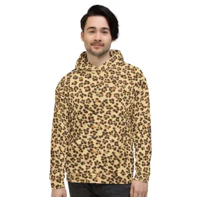 Brown Leopard Men's Hoodies, Animal Print Unisex Party Sweatshirt Pullover- Made in EU