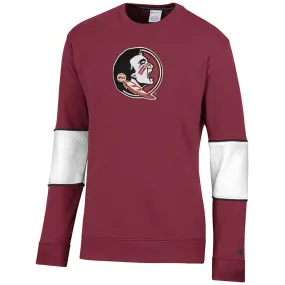 Champion Men's Seminole Logo/Florida State Super Fan Crew Fleece - Garnet/White