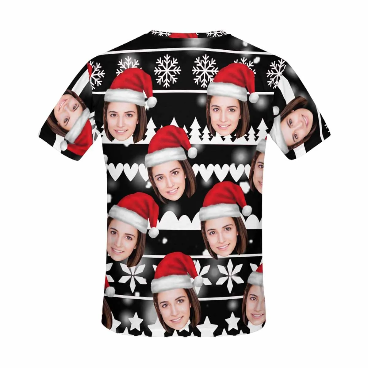 Custom Face Christmas Tee Snowflake Men's All Over Print T-shirt with Pictures