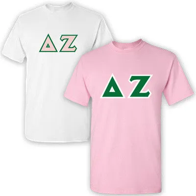 Delta Zeta Lettered T-Shirt, 2-Pack Bundle Deal - G500 (2) - TWILL