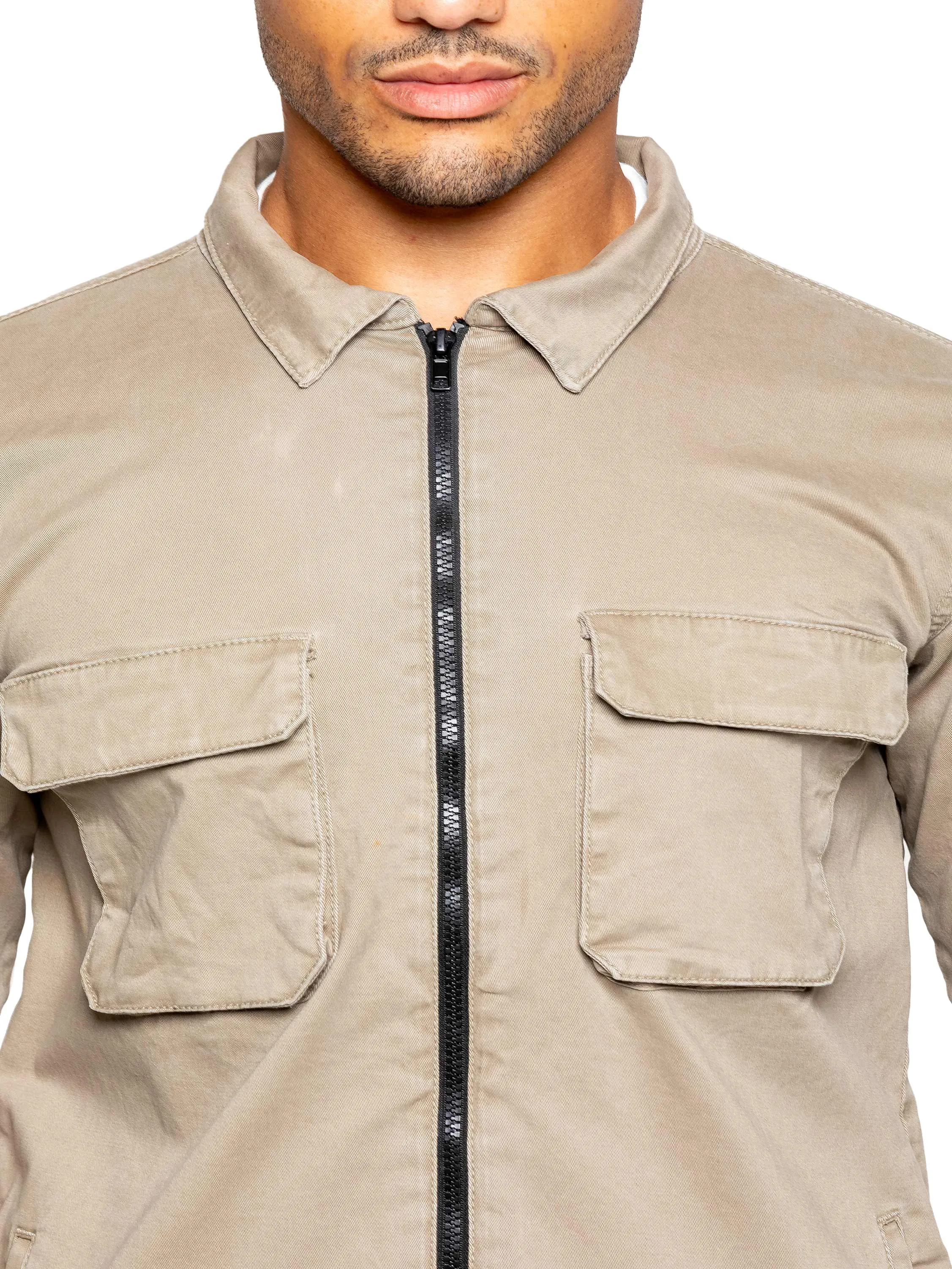 Enzo | Mens Cargo Overshirt Tracksuit With Shorts Set