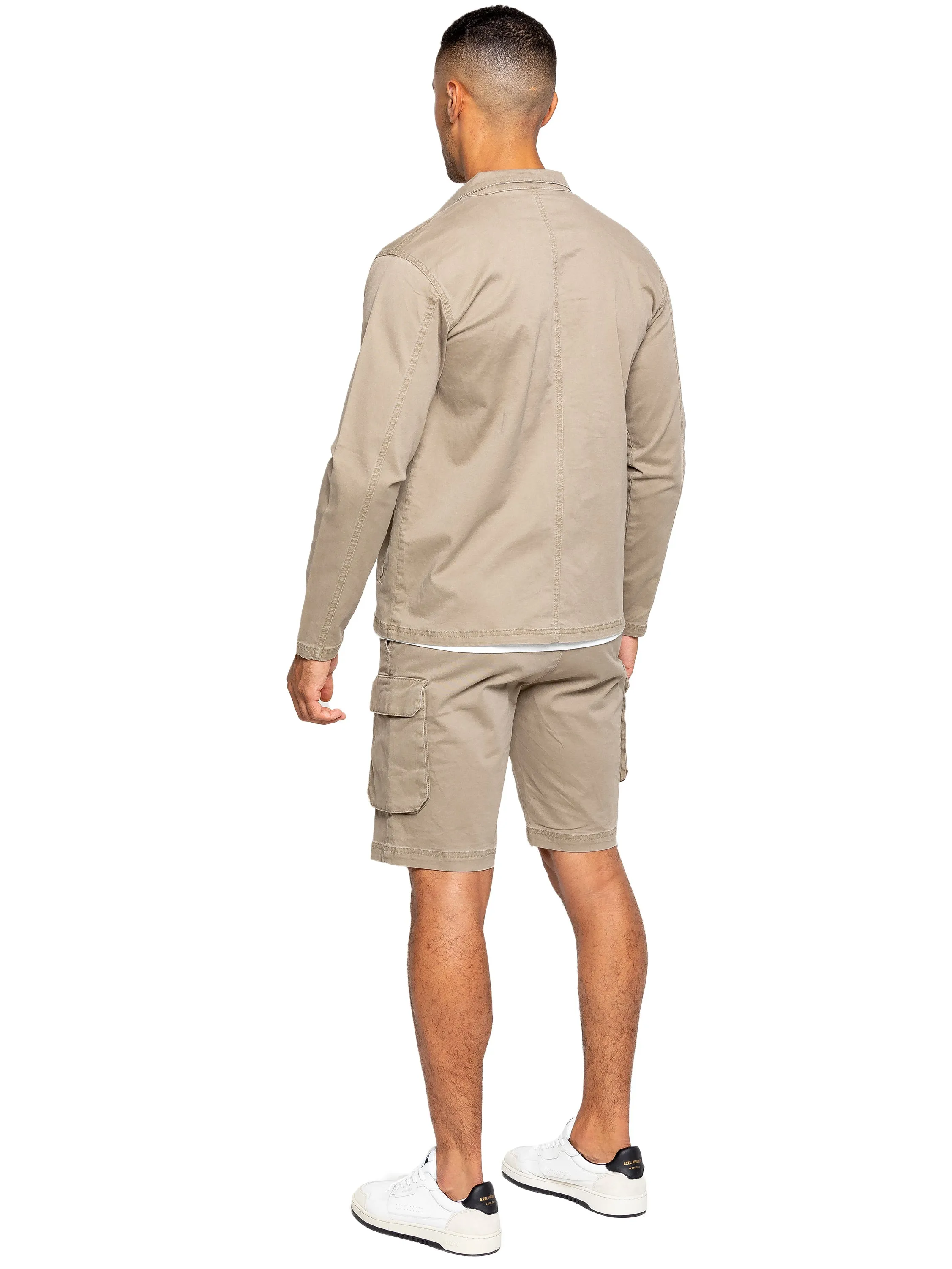 Enzo | Mens Cargo Overshirt Tracksuit With Shorts Set