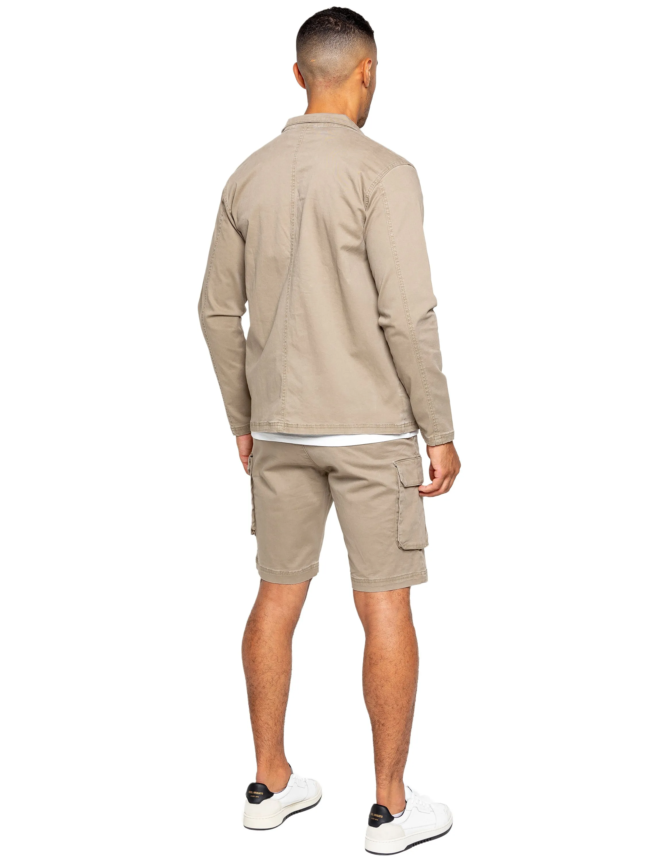 Enzo | Mens Cargo Overshirt Tracksuit With Shorts Set