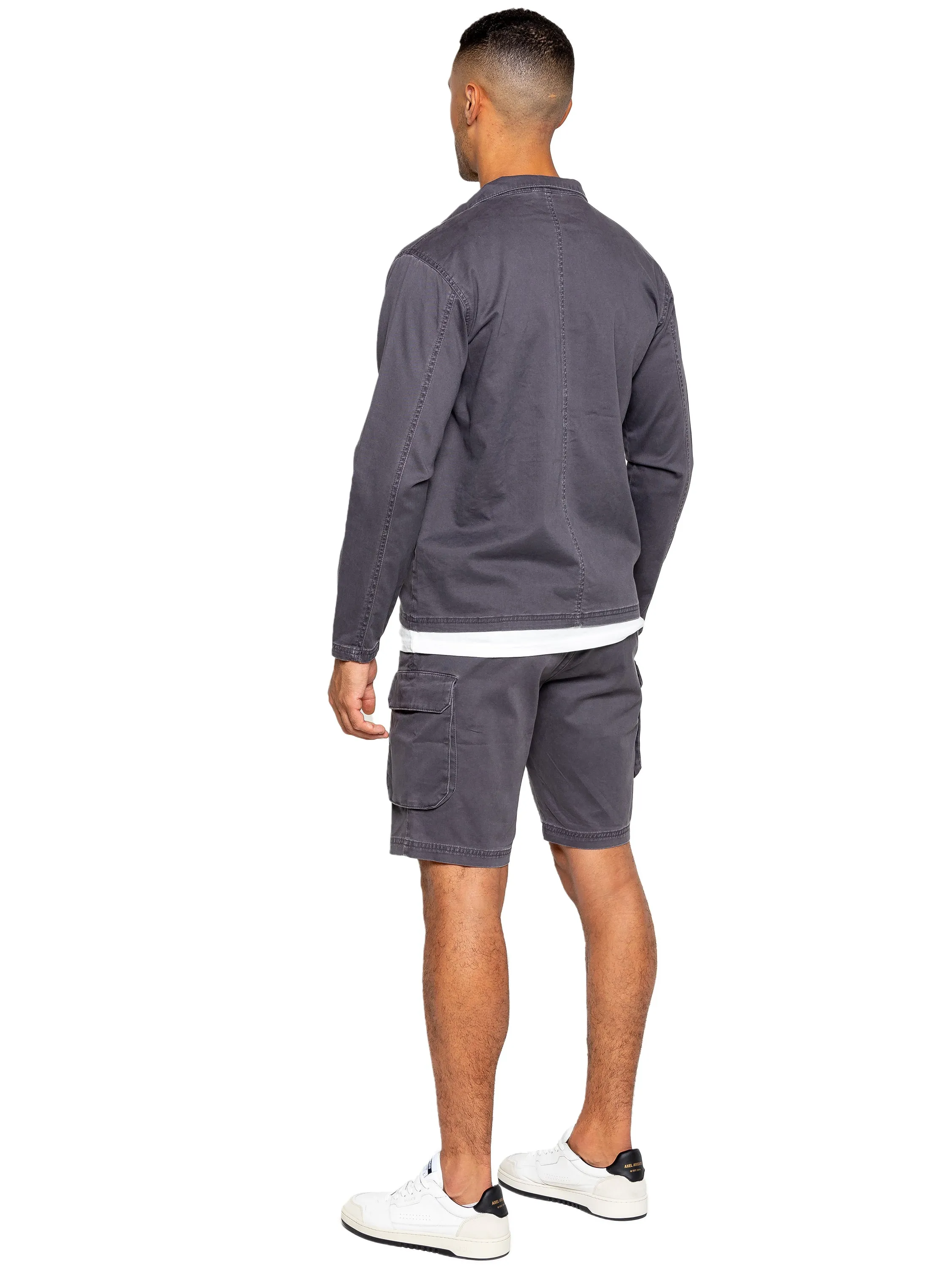 Enzo | Mens Cargo Overshirt Tracksuit With Shorts Set