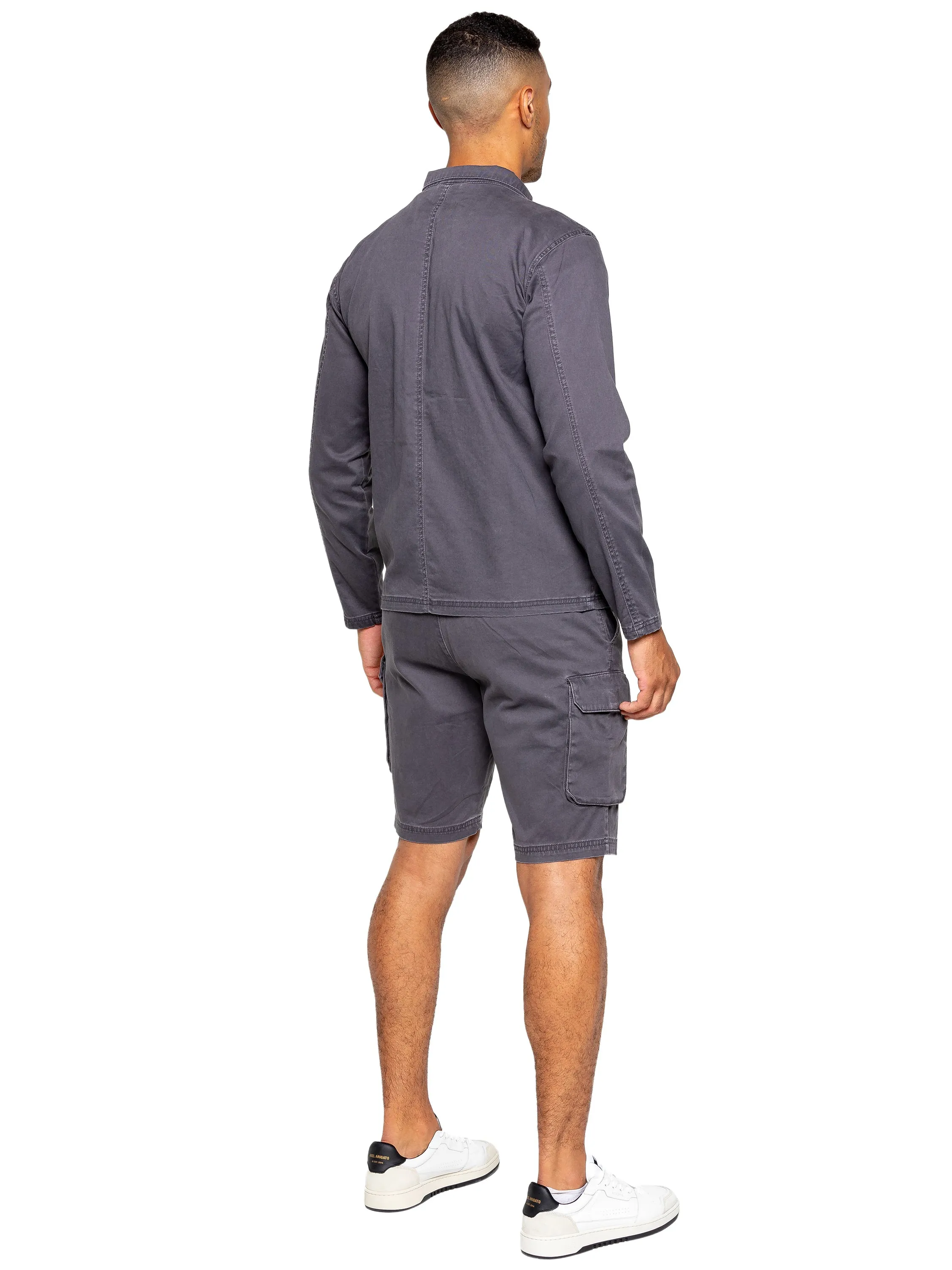 Enzo | Mens Cargo Overshirt Tracksuit With Shorts Set