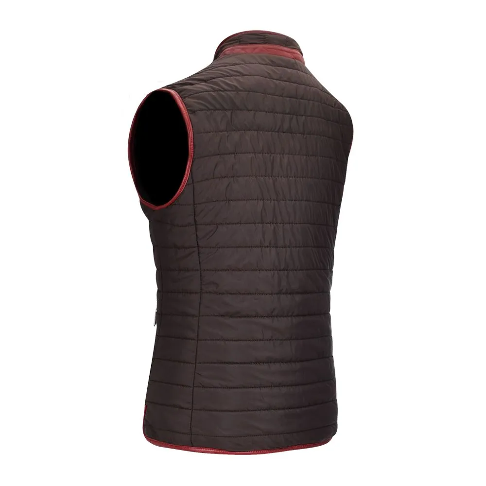 H278BOC - Cuadra black and red casual fashion sheepskin leather reversible vest for men