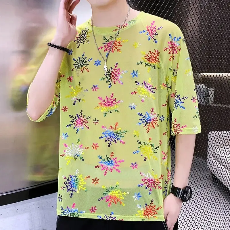 Hnzxzm Men's Clothing Printing Comfortable Man Loose Short Sleeve Round Neck Straight Pullovers Handsome Spring Summer Thin T-Shirts