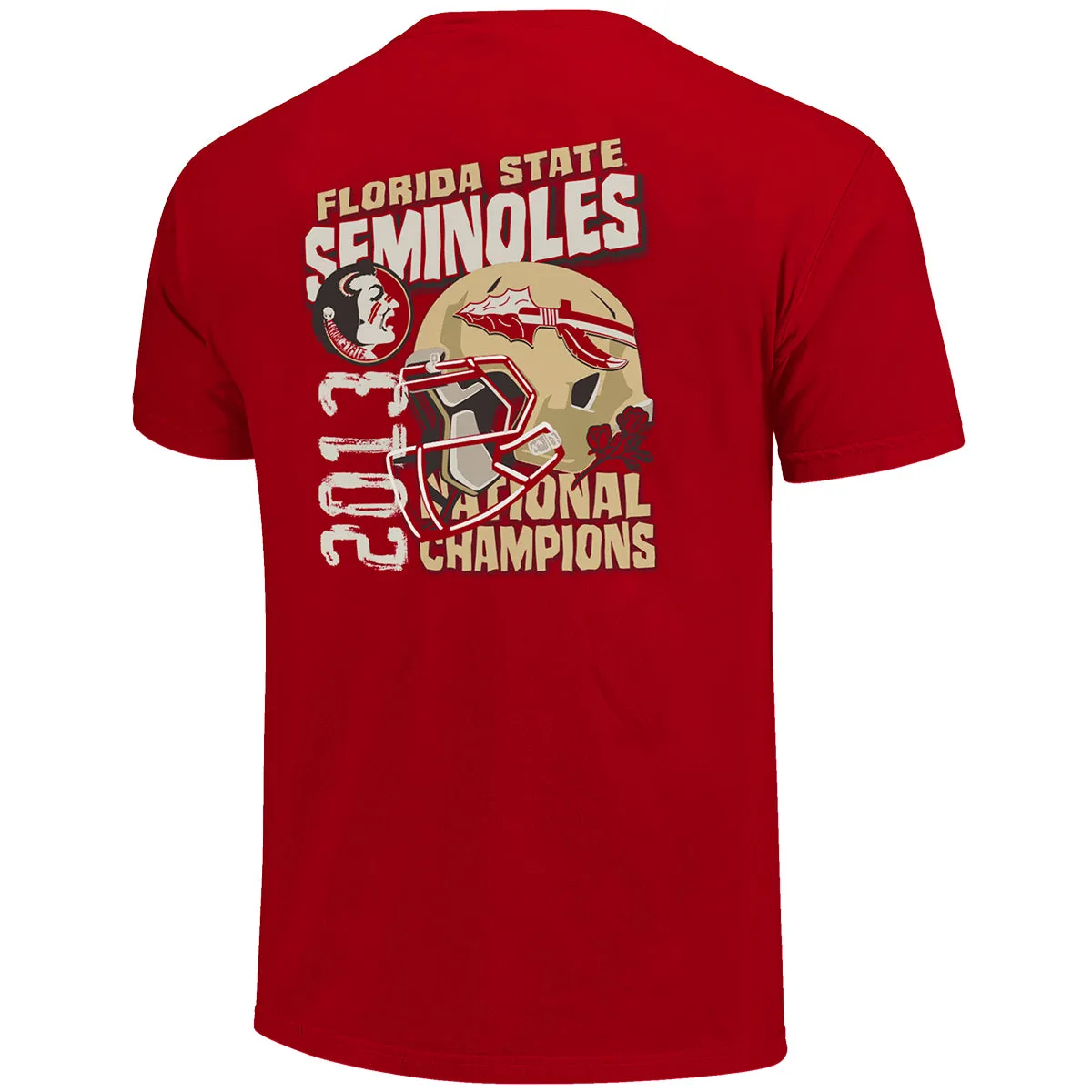 Image One Adult/Unisex Vault Noles Seminole Logo 2013 National Champions Design Short Sleeve T-shirt - Cardinal