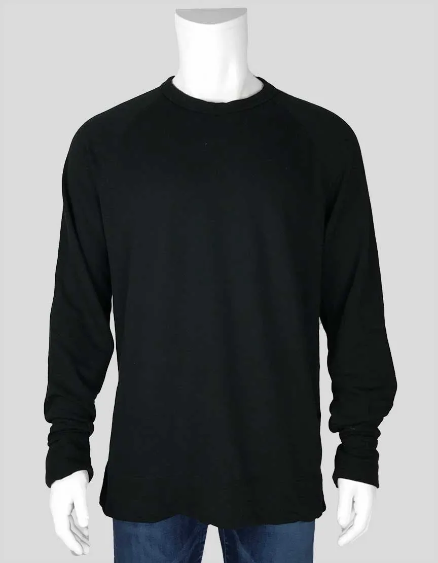 James Perse Long Sleeve Black Crewneck Light Weight Fleece Sweatshirt Size 3