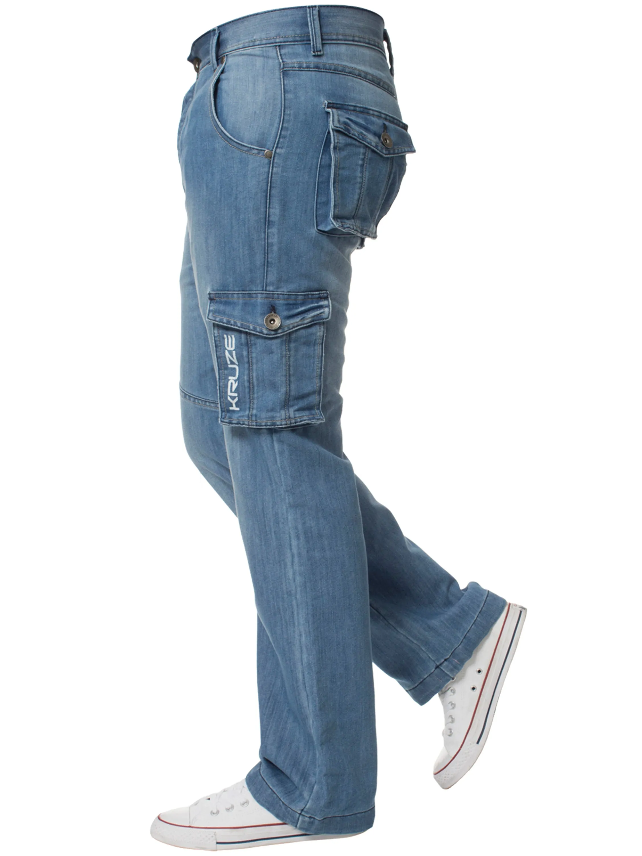 Kruze | Mens Cargo Combat Denim Jeans