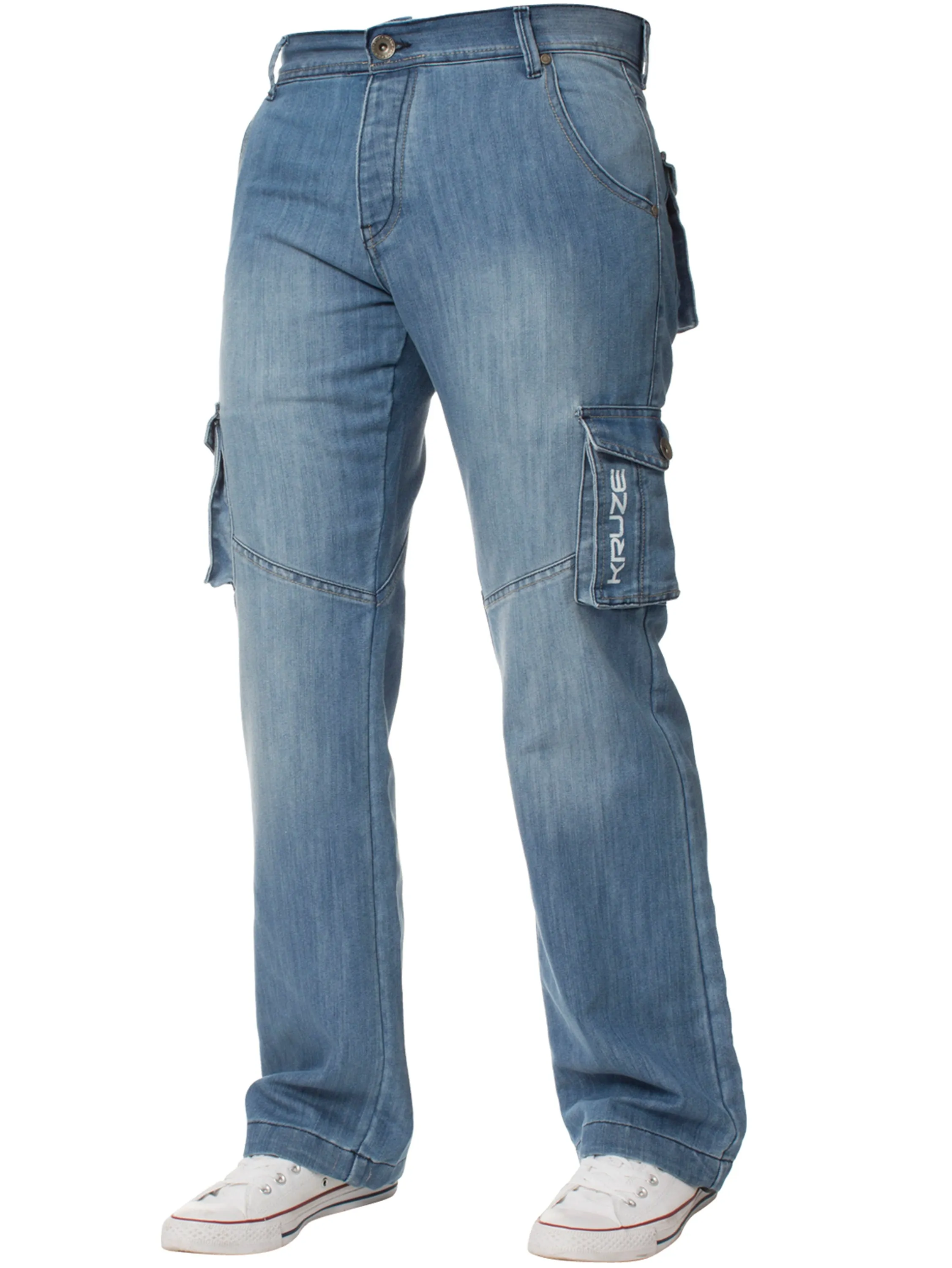 Kruze | Mens Cargo Combat Denim Jeans