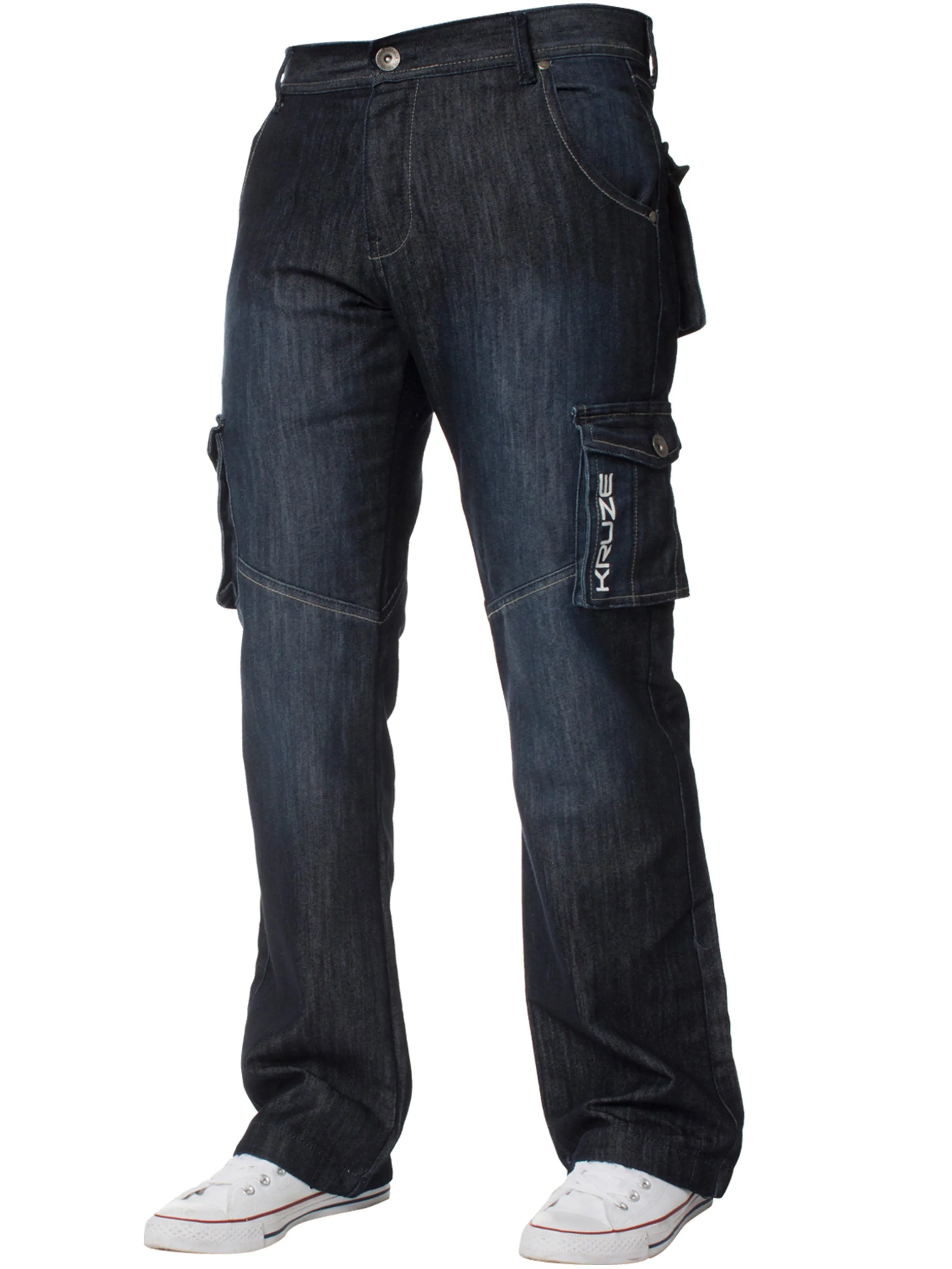 Kruze | Mens Cargo Combat Denim Jeans