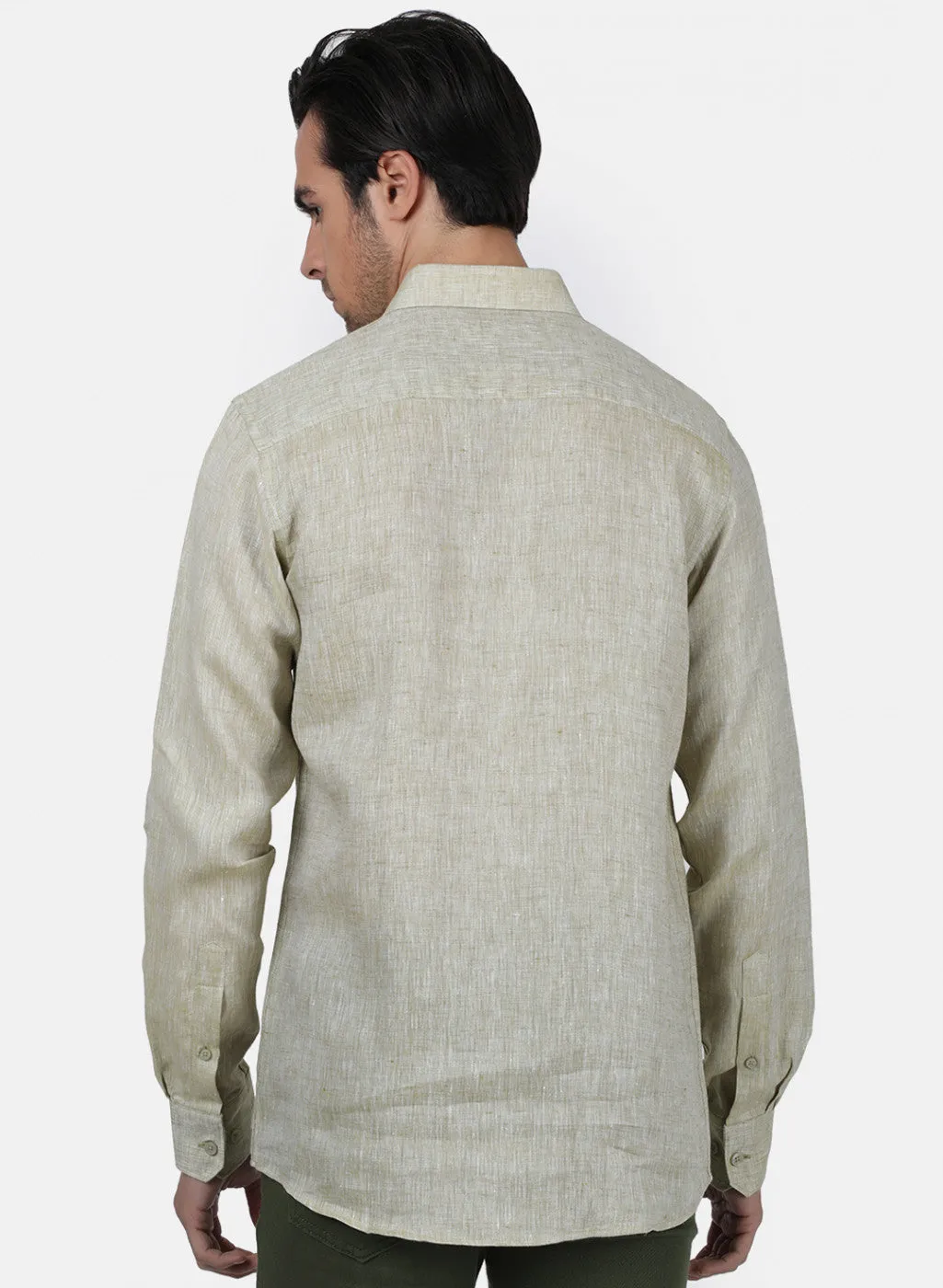 Men Beige Solid Shirts