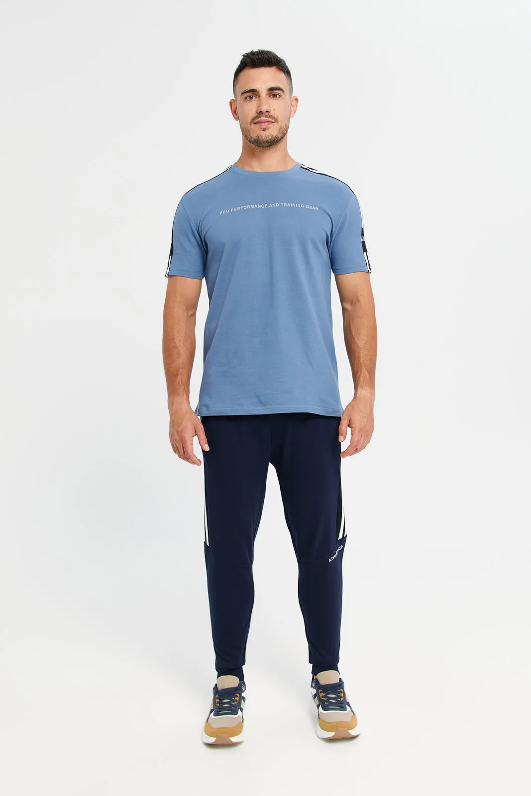 Men Blue Printed Active T-Shirt