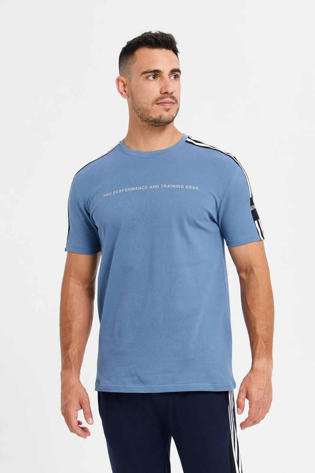 Men Blue Printed Active T-Shirt