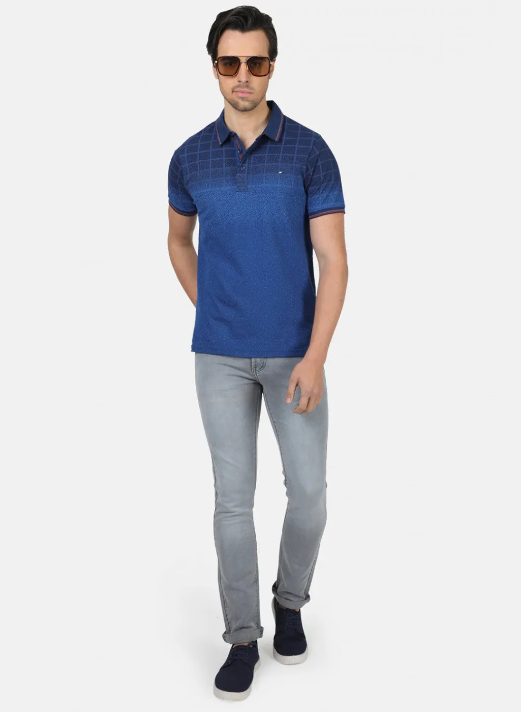 Men Blue Printed T-Shirts