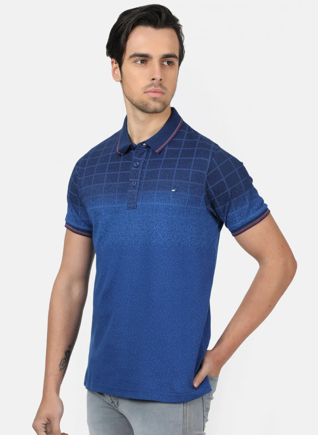 Men Blue Printed T-Shirts