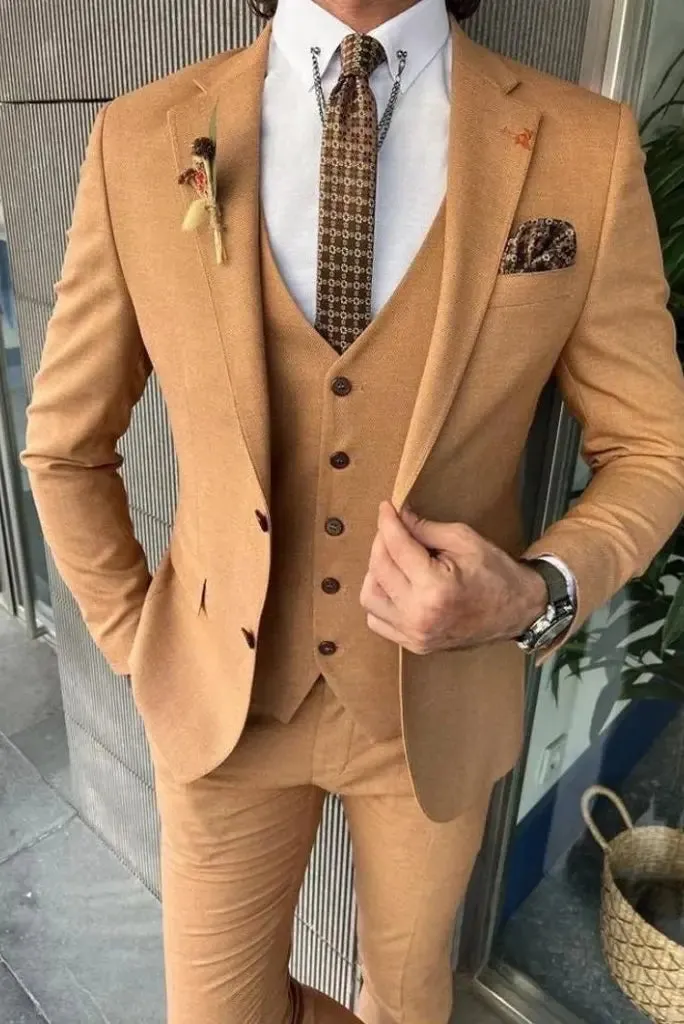 Men Camel Brown Blazer Wedding Slim fit Coat Formal Fashion Blazer Dinner Coat, Party Wear Coat For Men