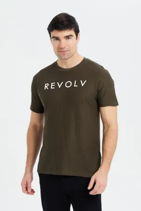 Men Olive Printed T-Shirt