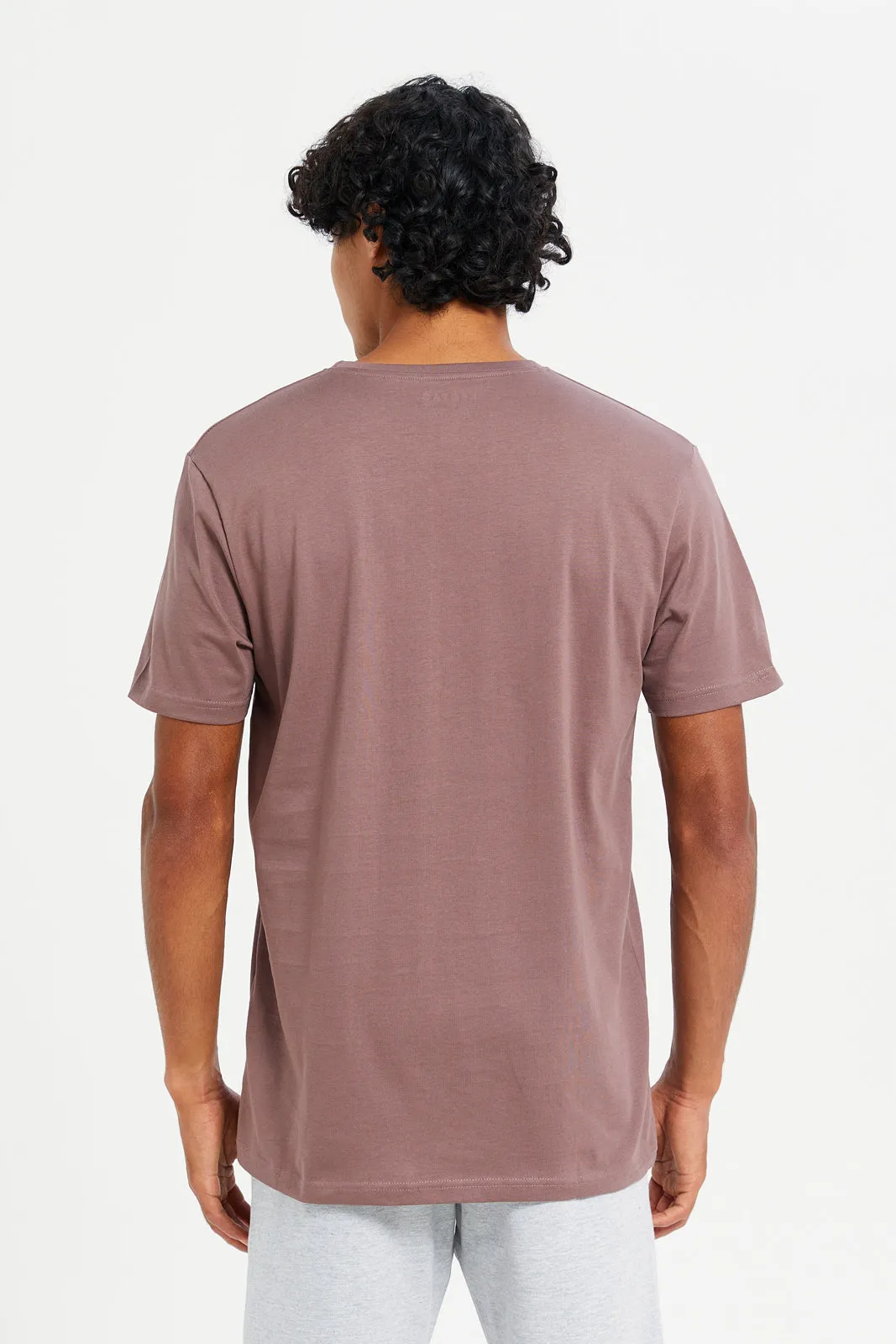 Men Purple Cotton T-Shirt