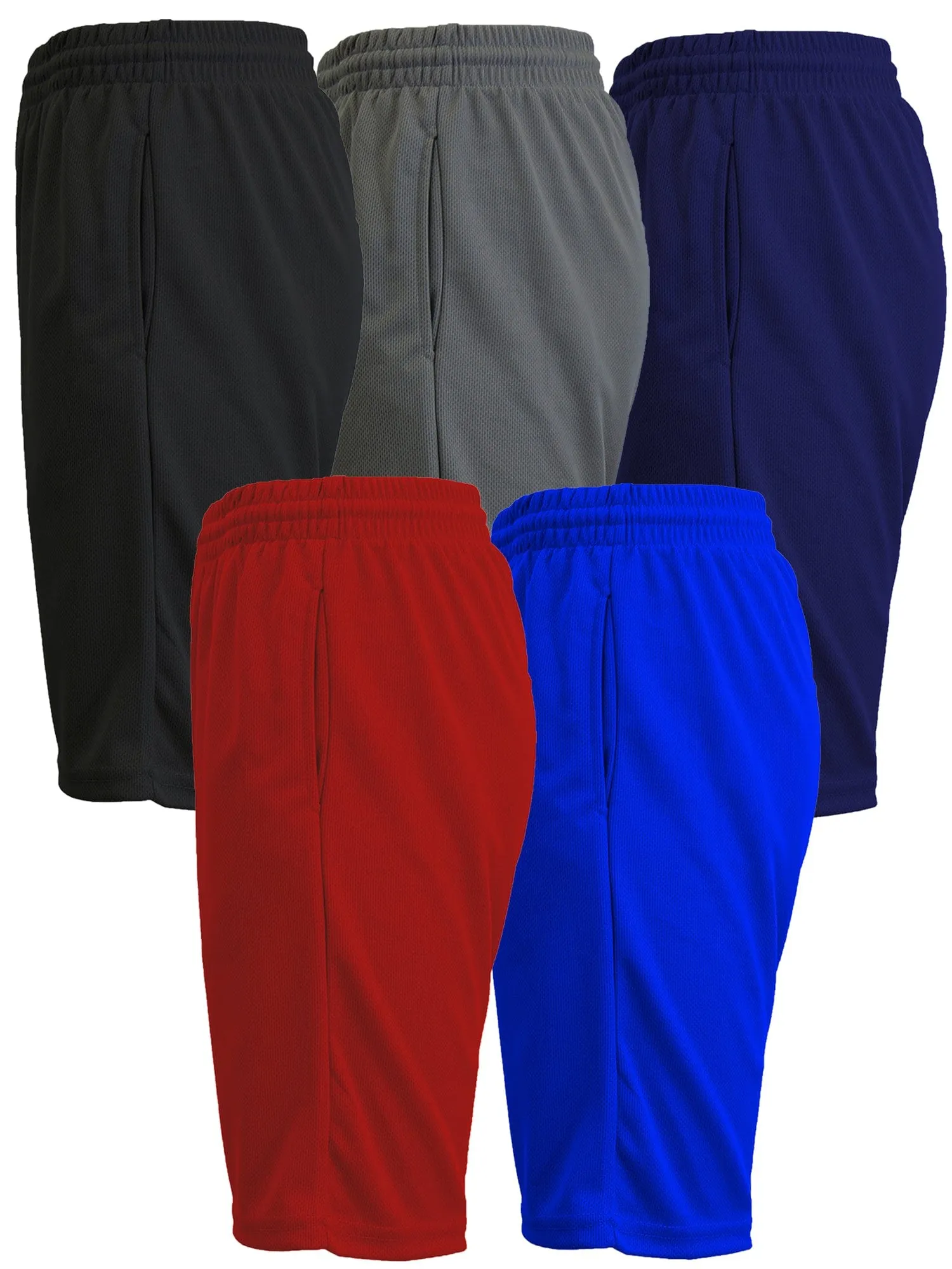 Men's 5-Pack Lightweight Breathable Moisture Wicking Mesh Shorts