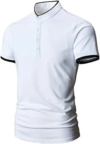 Men's Casual Colorblock Shirts Fashion Slim Fit T-Shirts Polo Shirts Short Sleeve Sports Shirts