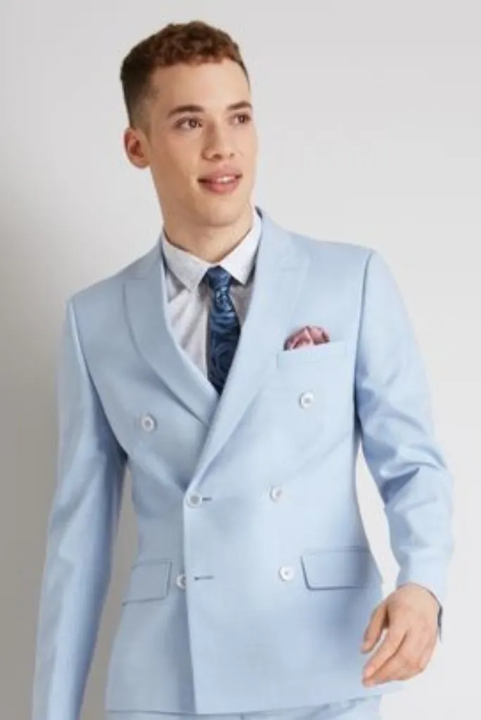 Mens Double Breasted Coat Sky Blue Wedding Coat, Dinner Blazer, Slim Fit Coat, Prom Wear, Blue Breasted Coat Gift For Him