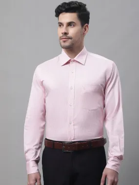 Men's Light Pink Formal Pin Stripe Full Sleeve Shirt