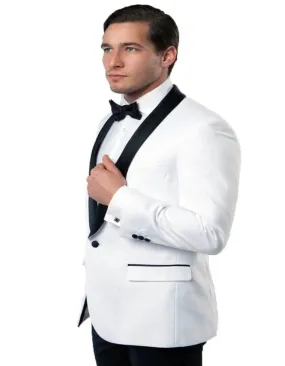 Men's One Button Shawl Lapel White and Black Dinner Jacket