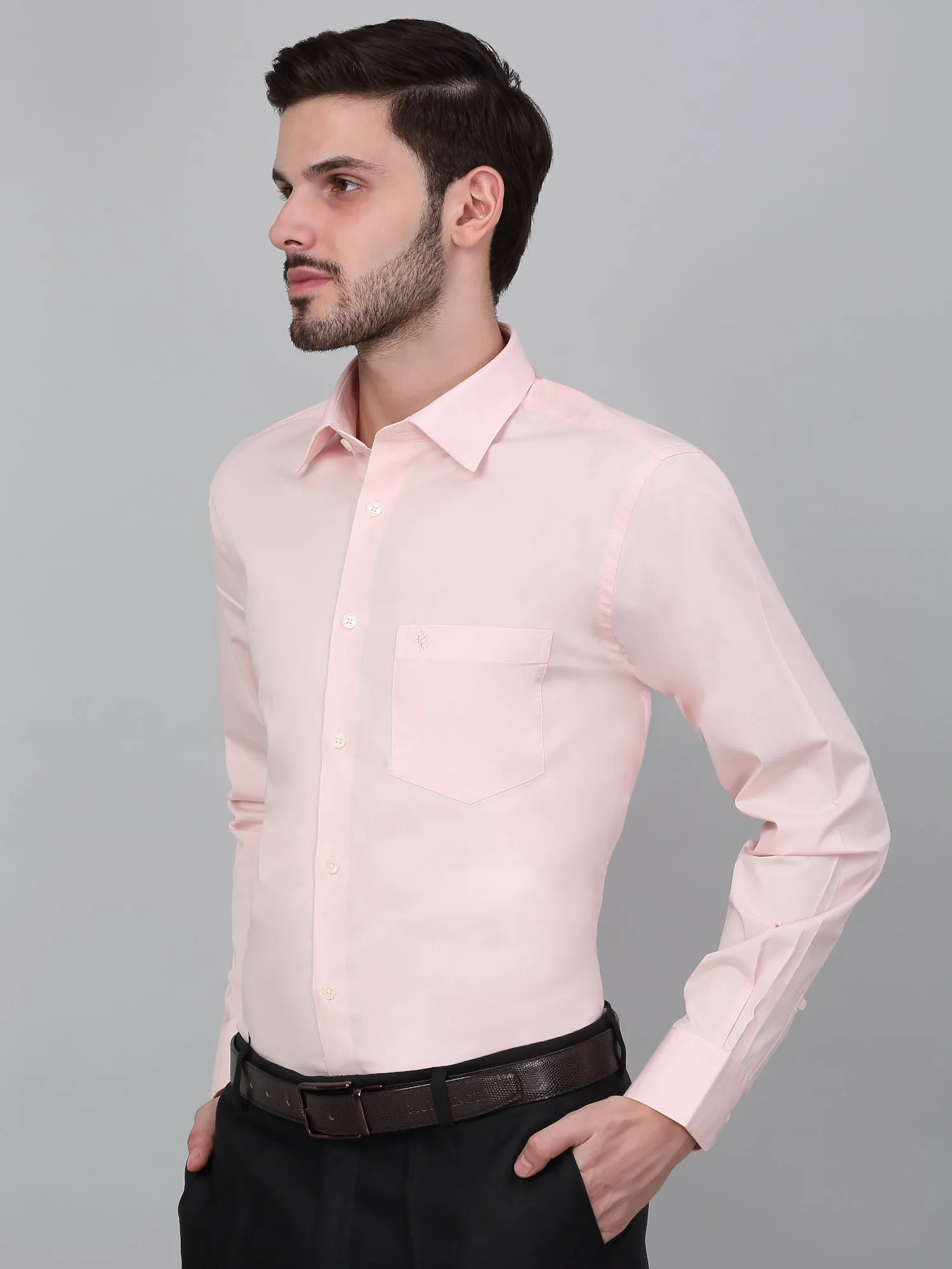 Men's Pink Solid Full Sleeve Formal Shirt