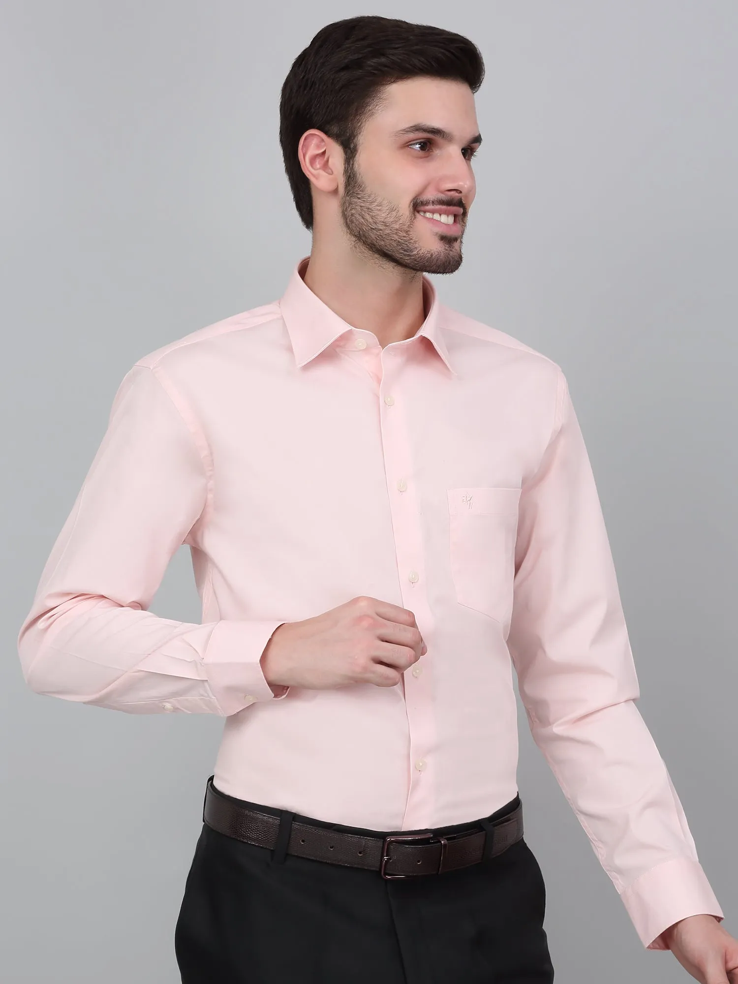 Men's Pink Solid Full Sleeve Formal Shirt