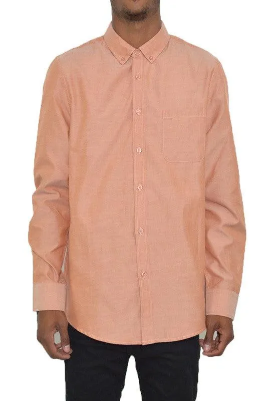 Mens Regular Long Sleeve Button Down Shirts