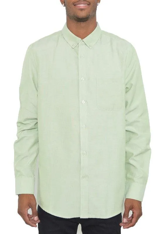 Mens Regular Long Sleeve Button Down Shirts