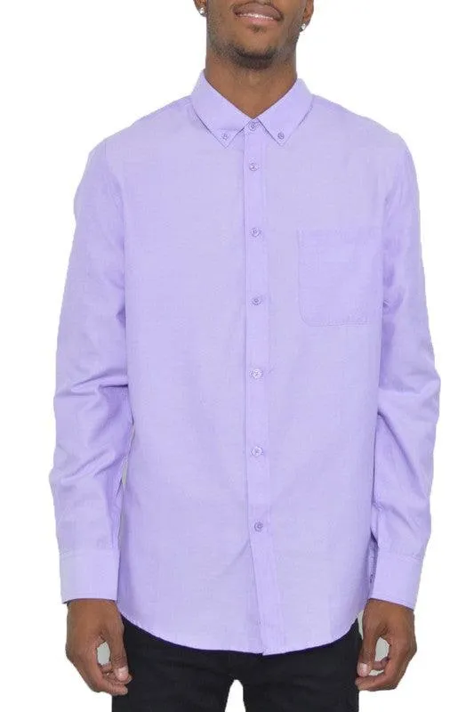 Mens Regular Long Sleeve Button Down Shirts