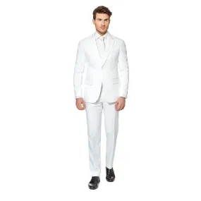 Men's Slim Fit OppoSuits Plain Suit and Tie, White