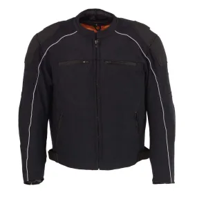 Milwaukee Men's Motorcycle Armored  Black Textile Jacket with Removable Jacket Liner