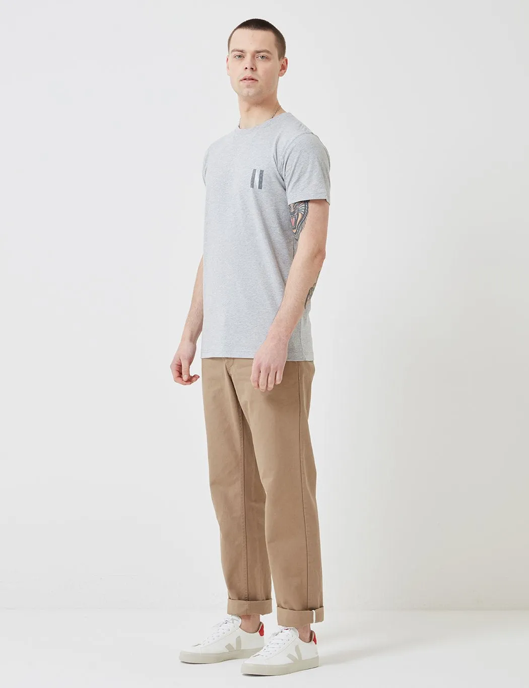 Norse Projects Niels Multi Logo T-Shirt - Light Grey Melange